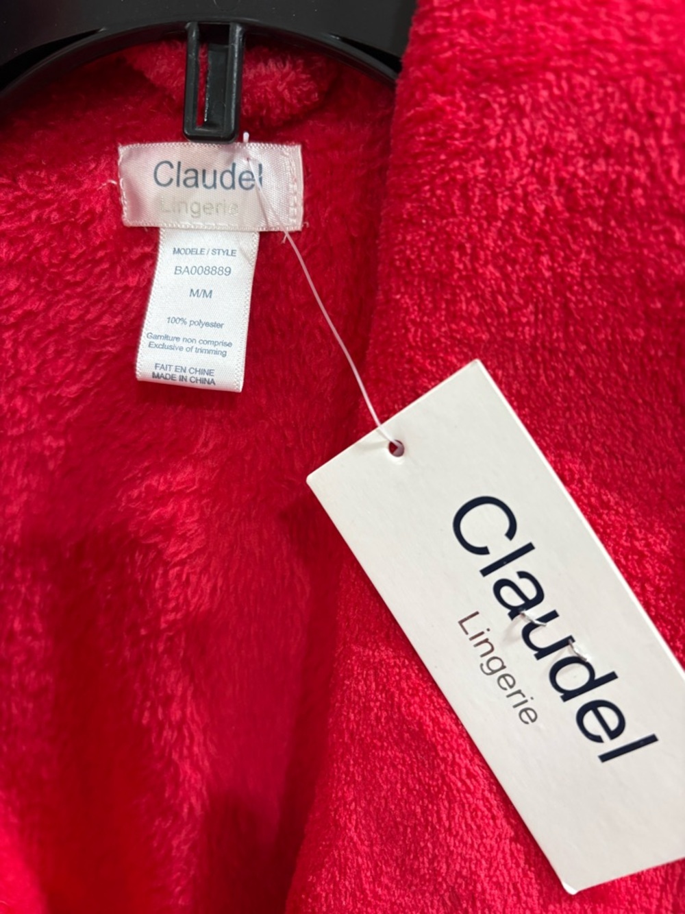 Red Plush Shawl Collar Robe - Picture 2 of 3